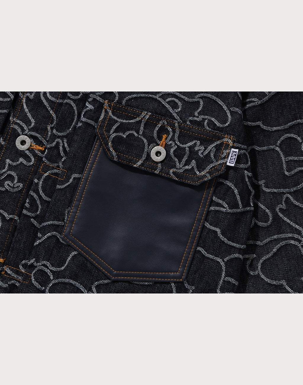 BAPE X OVO NEON 1ST CAMO JACQUARD DENIM JACKET MENS