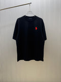 Men's Crew‑Neck Short‑Sleeve T‑Shirt with Red Pony Embroidery