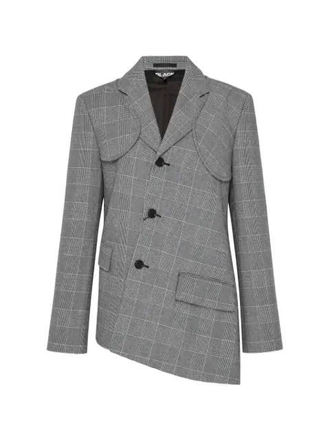 Black Comme Des Garçons Glen Check asymmetric blazer