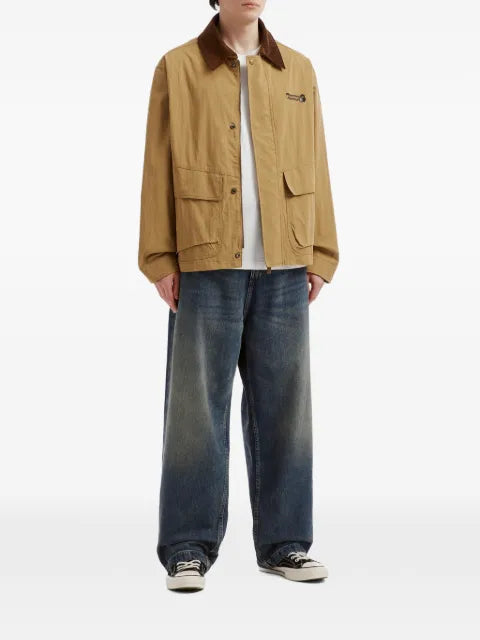 FINGERCROXX corduroy-collar logo-embroidered jacket
