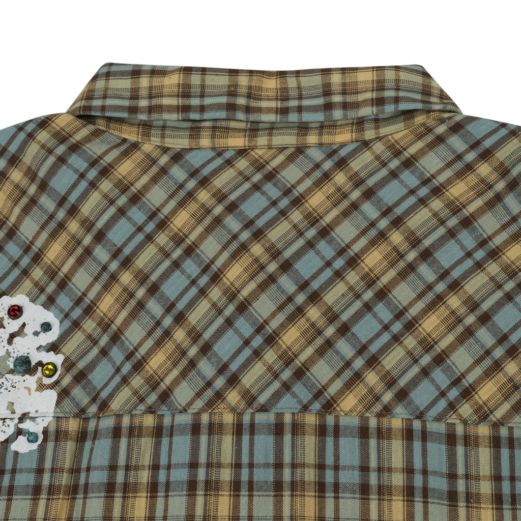Tan Cotton Wreath Western Button Up