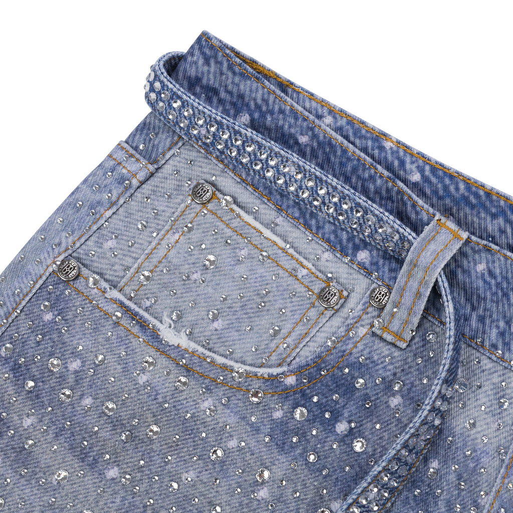 Blue 20K Swarovski Diamond Boro Jeans