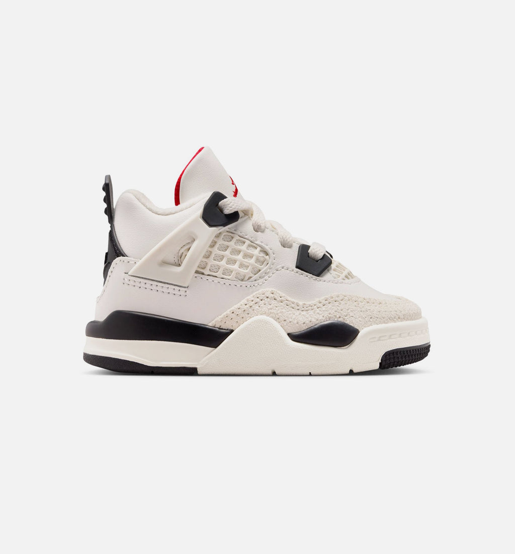 Air Jordan 4 Retro Flight Club Infant & Toddler Lifestyle Shoes - Sail/Black/University Red