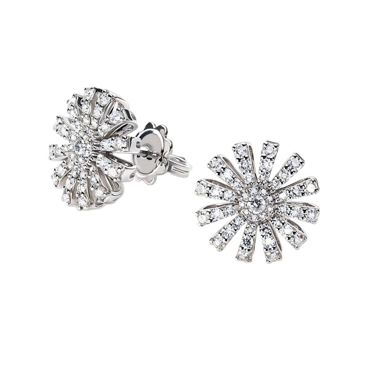 Damiani Style Floral Cubic Zirconia 18K Gold-Plated Earrings