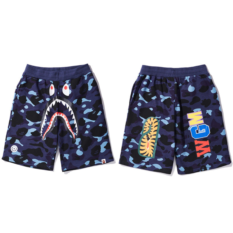 BAPE Shark Camo Print Streetwear Casual Shorts Unisex