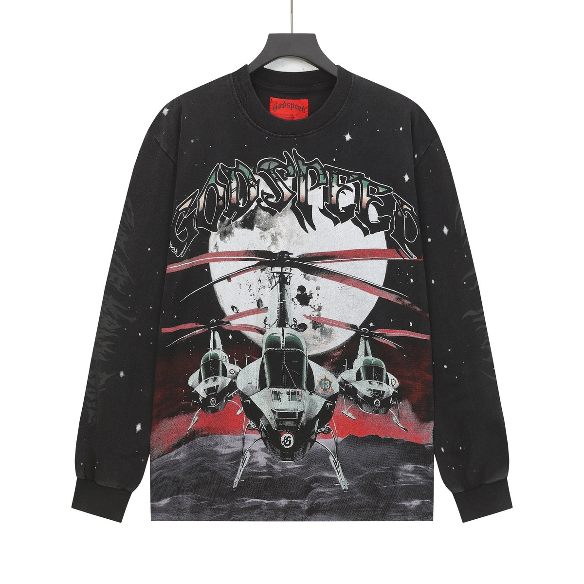 Godspeed Washed Black Rock Graphic Long-Sleeve T-Shirt