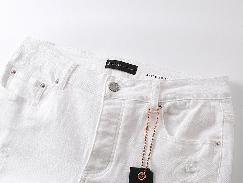 Purple Brand Distressed White Jeans