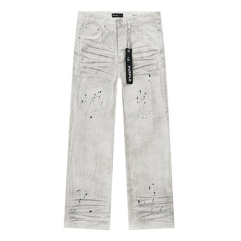 Purple Brand White Paint-Splatter Distressed Jeans