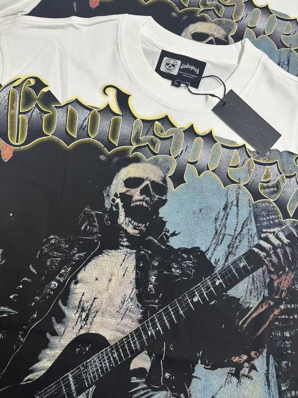 Godspeed Death Before Dishonor Skeleton Guitar Short-Sleeve T-Shirt