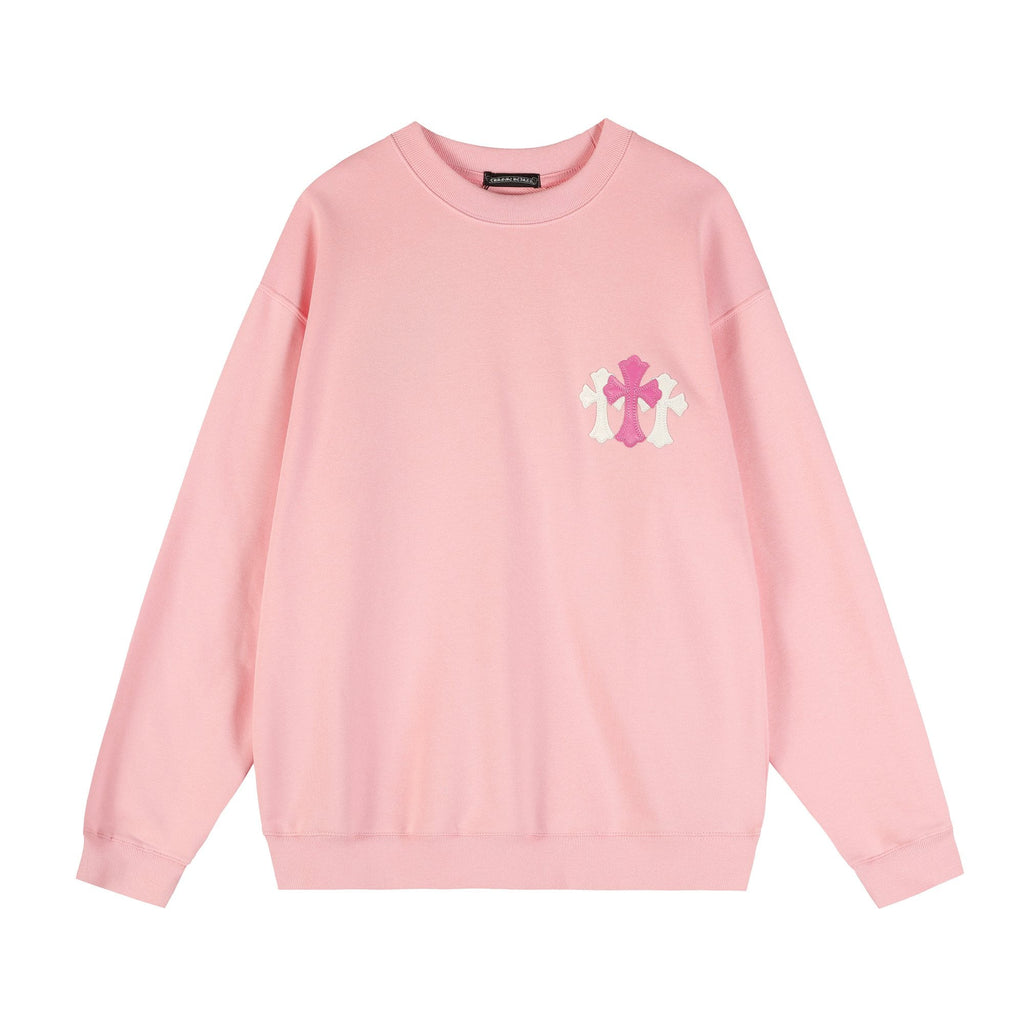 Chrome Hearts Pink Graphic Applique Crewneck Sweatshirt