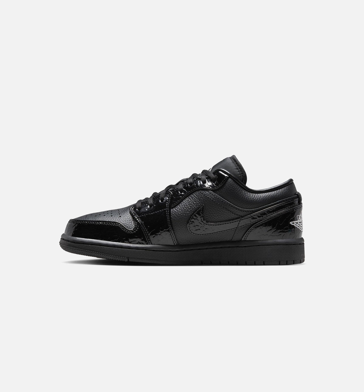 Air Jordan 1 Low Patent Elephant Women's Lifestyle Shoes - Black/Black/White/Metallic Silver