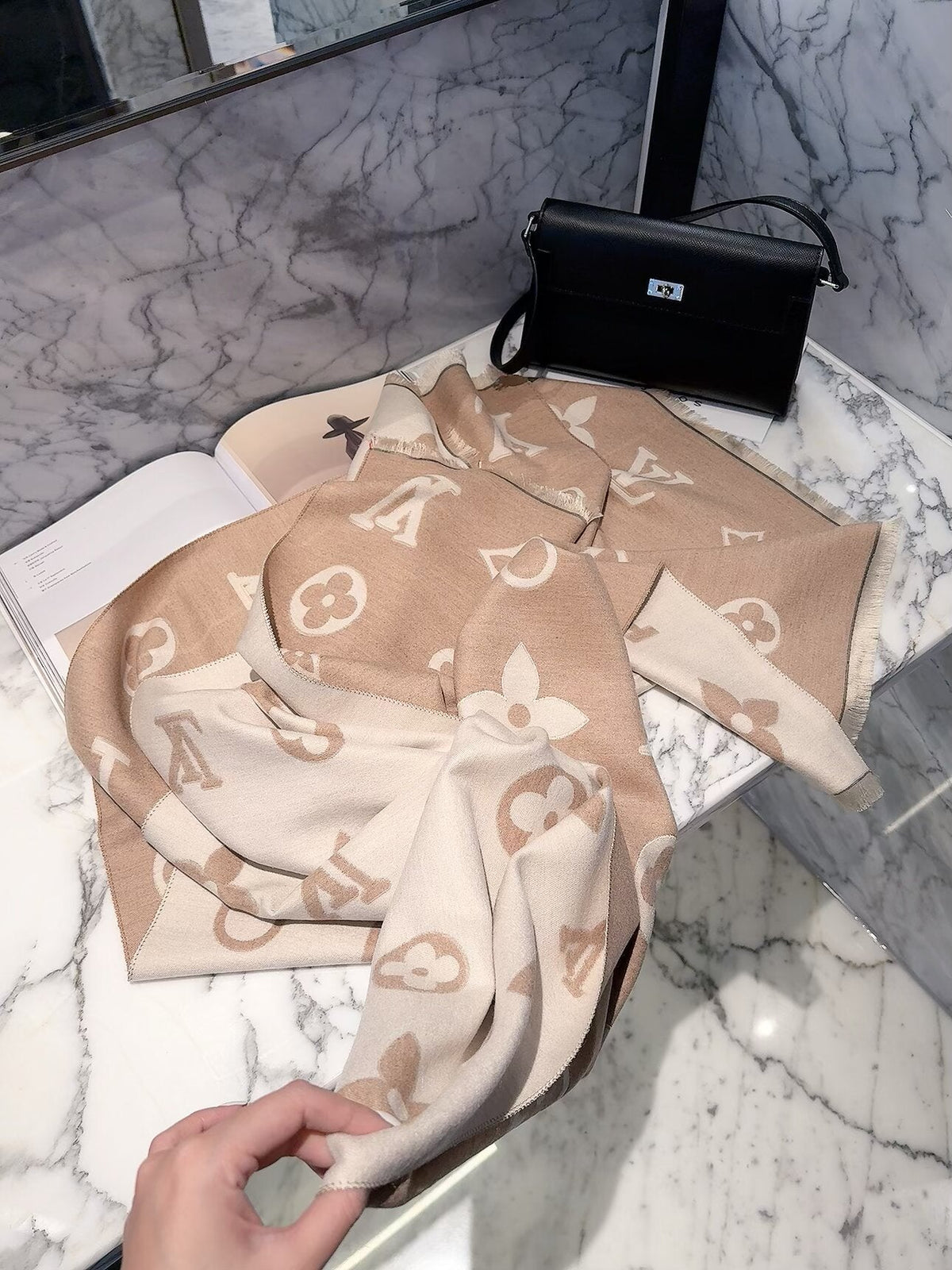 Louis Vuitton Style Oversized Motif Scarf