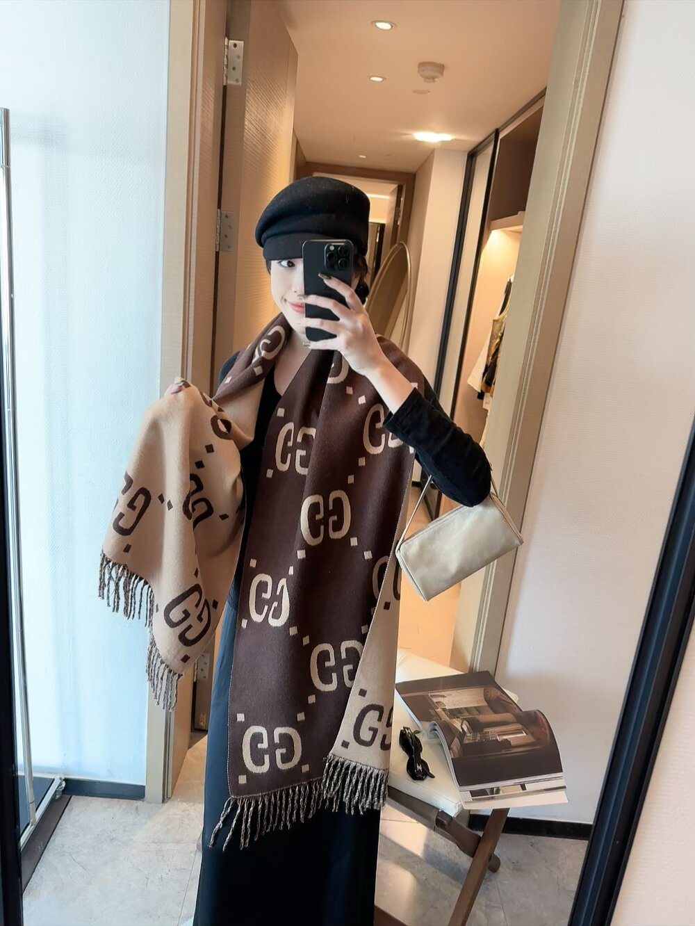 Gucci Reversible Fringed Scarf