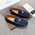 Versace Men's Navy Blue Ornament Loafers