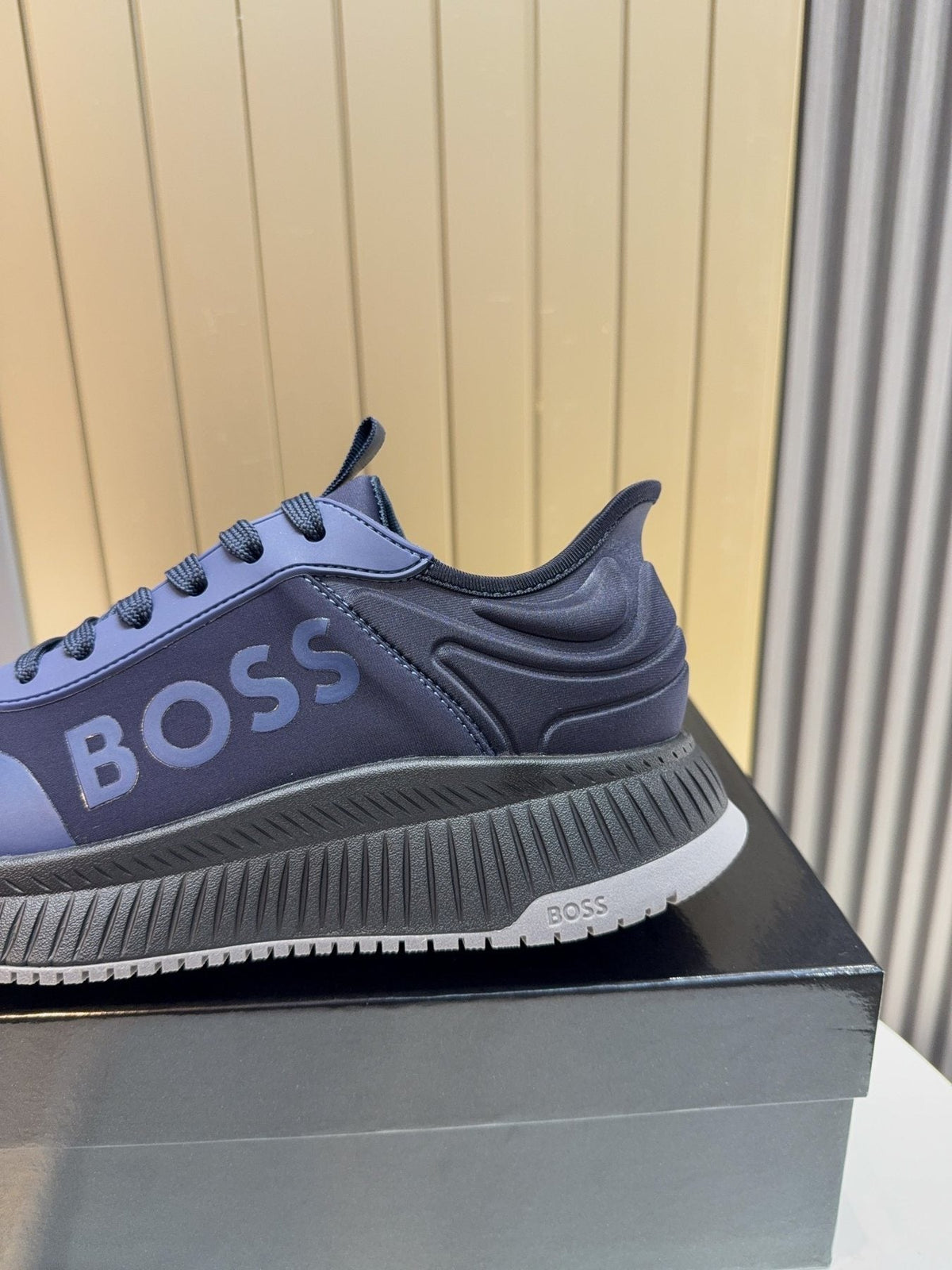 BOSS Navy Blue Lace-Up Sneakers