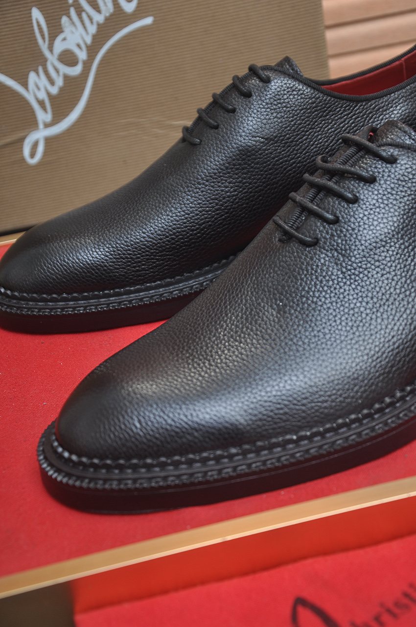 Christian Louboutin Black Red-Sole Lace-Up Dress Shoes