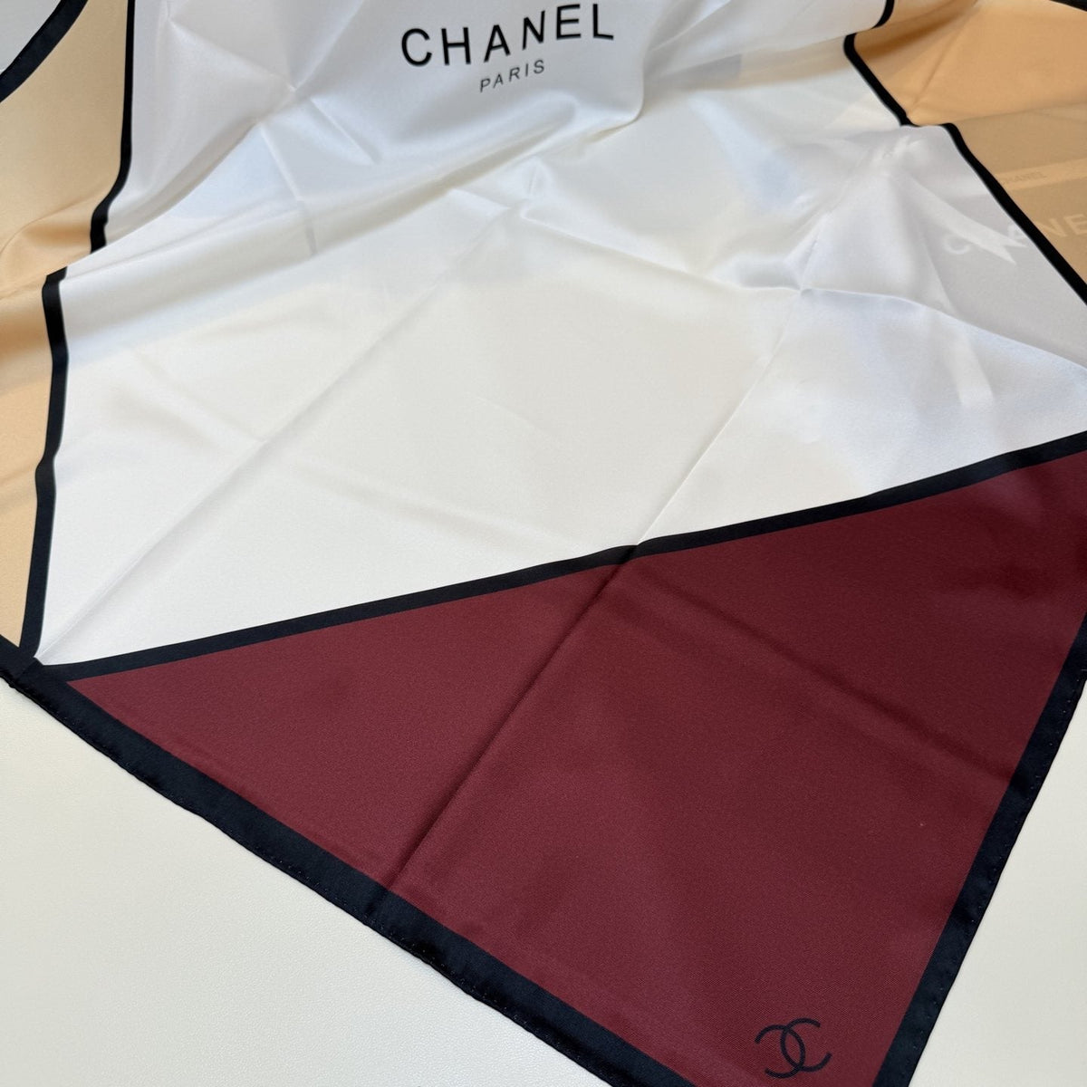 Chanel Blue Color-Block Square Scarf