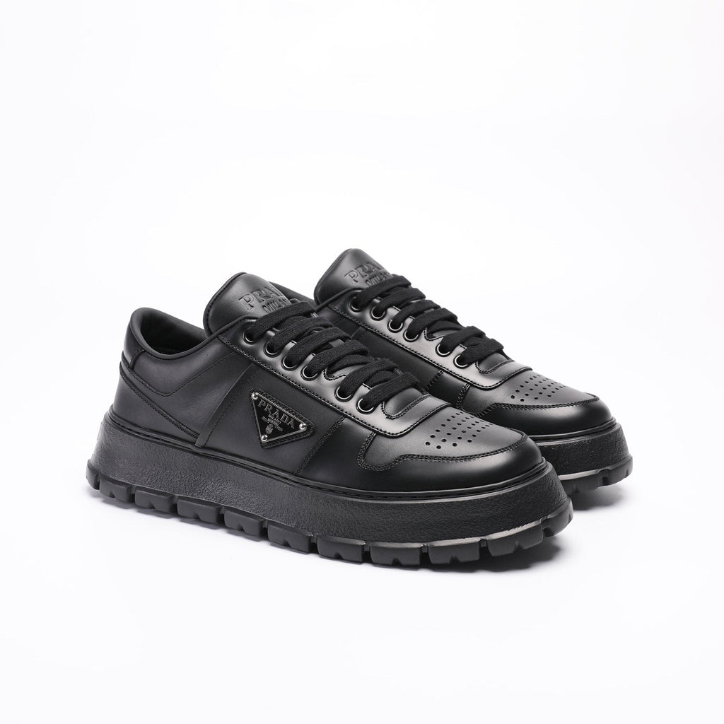 Prada Men's Triangle Plaque Low-Top Sneakers - Textured Lug Outsole