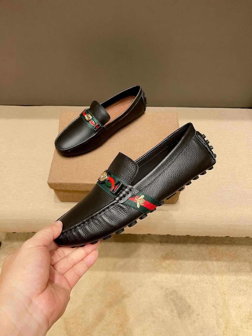 Gucci Web Accent Driving Loafers